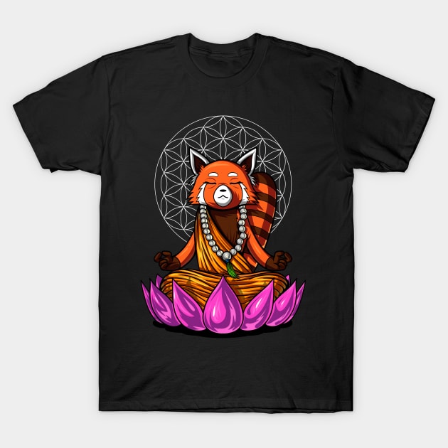 Red Panda Bear Buddha T-Shirt by underheaven